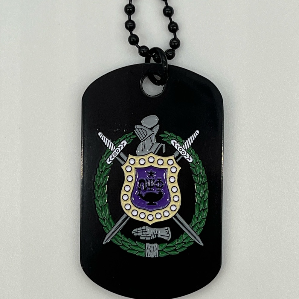 Omega Psi Phi Double Side Dog Tag Necklace Black